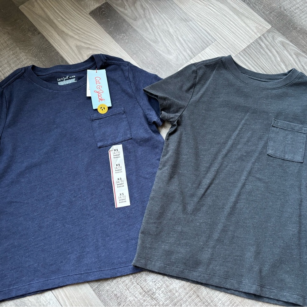 Cat & Jack Navy & Charcoal Short-Sleeve Pocket Tee Set